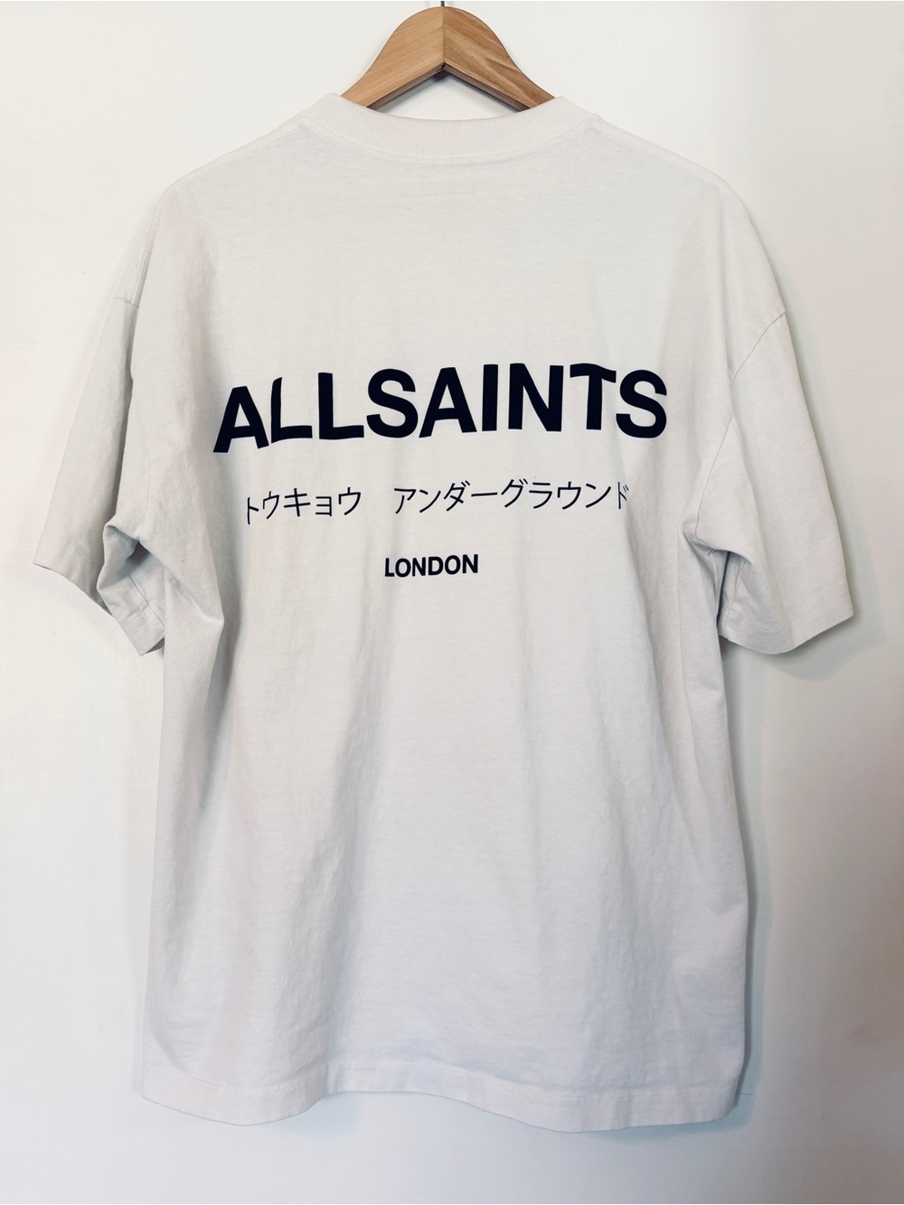 Allsaints London Underground Oversized T-Shirt Japanese Lettering White M